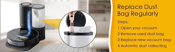  S7 + جارو برقی خودکار خالی اسکله، 3L ظرفیت بزرگ جایگزین کیسه برای Xiaomi Roborock 